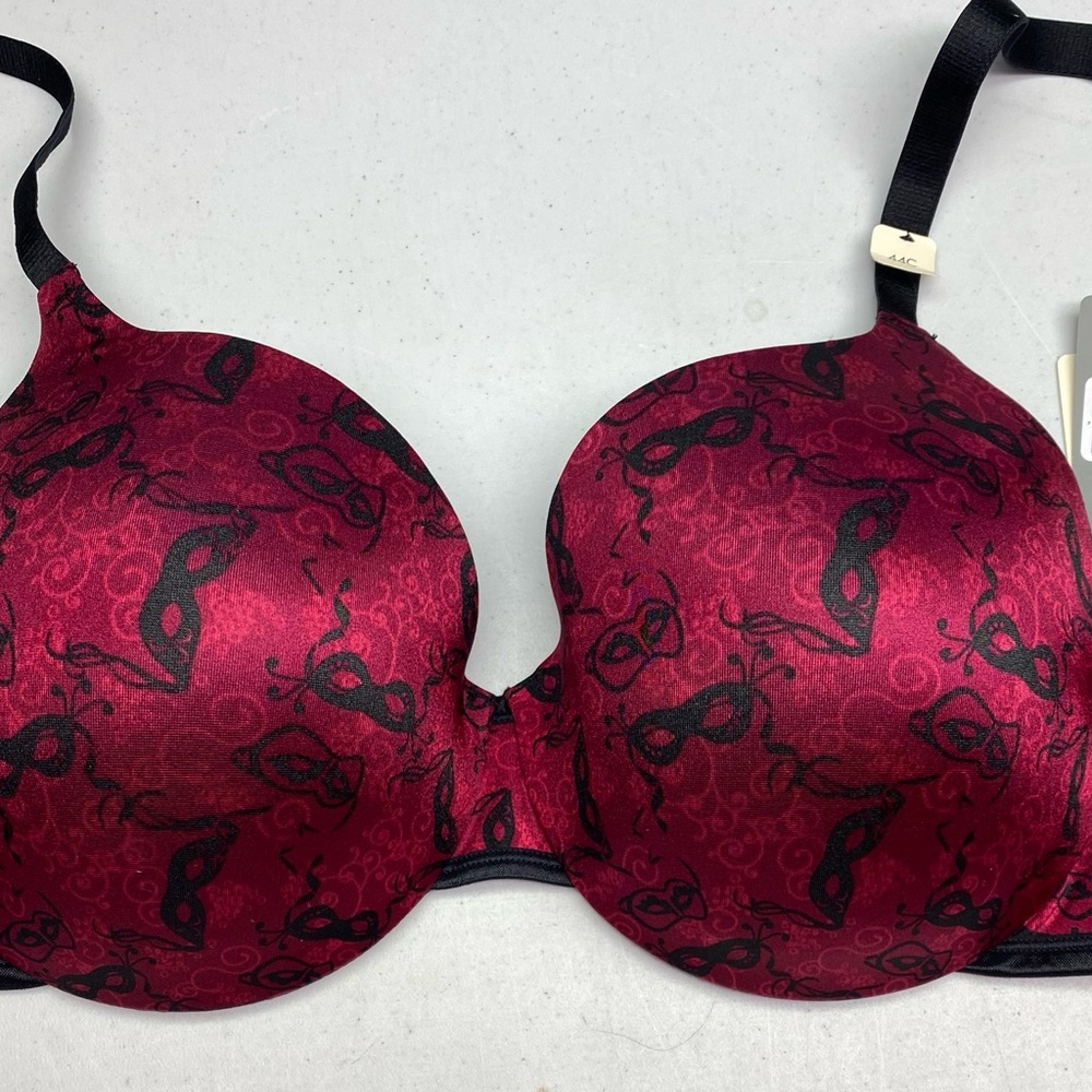 NWT Deesse Lingerie RED/BLK Lightly Lined Underwire, 44C *P1089